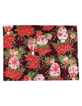 Mantel Individual Rectangular De Algodón N Narrative Cranberry