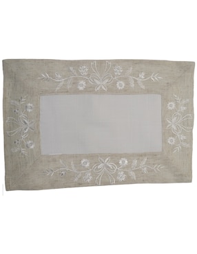 Mantel Individual Rectangular De Lino Blanme Rustico