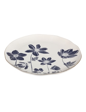 Plato trinche N Narrative Anemone Flowers de porcelana