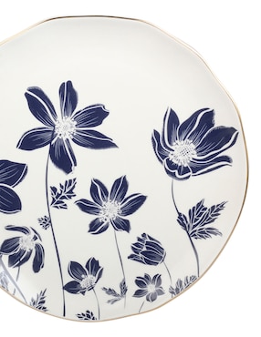 Plato trinche N Narrative Anemone Flowers de porcelana
