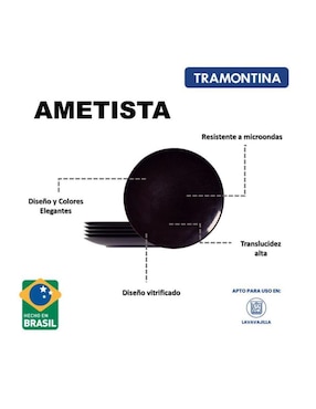 Set platos Tramontina Ametista de porcelana 6 piezas