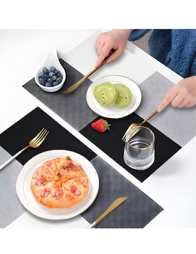 Set mantel individual rectangular de ratán pvc Wünd