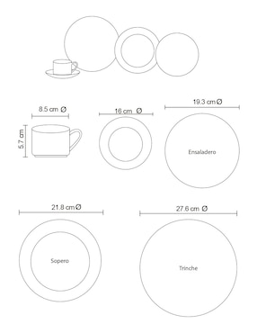Vajilla N Narrative caraban de porcelana para 4 personas