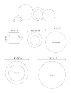 Vajilla N Narrative gricelda de porcelana para 4 personas