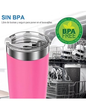 Set vaso con tapa y popote Wünd con 4 piezas