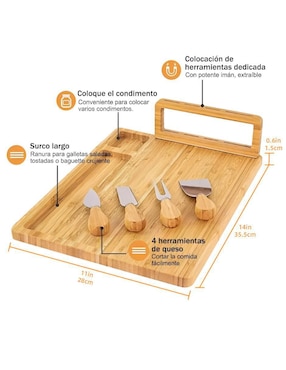 Set tabla para queso Wünd de bambú