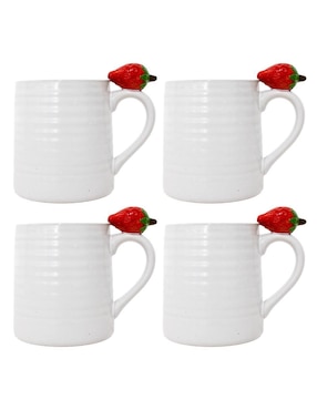 Set De Tazas Americana Galerias El Triunfo Fresa 4 Piezas