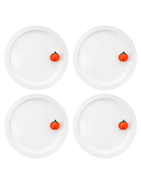 Set Platos Galerias El Triunfo Mandarina De Porcelana 4 Piezas