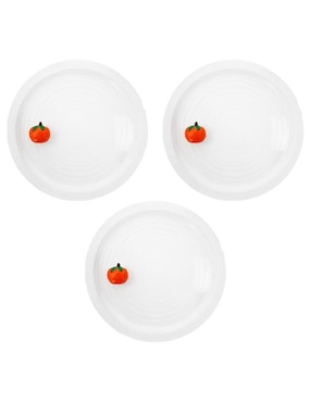 Set Platos Galerias El Triunfo Mandarina De Porcelana 3 Piezas