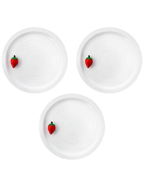 Set Platos Galerias El Triunfo Fresa De Porcelana 3 Piezas