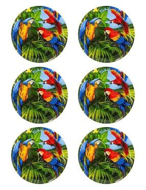 Set De Platos Galerias El Triunfo Diseño Guacamayas De Cristal 6 Piezas