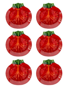 Set Platos Galerias El Triunfo Tomate Rojo De Vidrio 6 Piezas