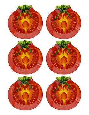 Set Platos Galerias El Triunfo Tomate De Vidrio 6 Piezas