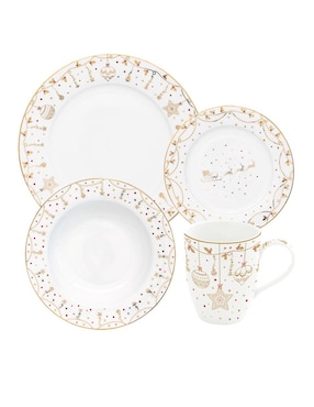 Vajilla cerrada N Narrative christmas lights navidad de porcelana para 4 personas