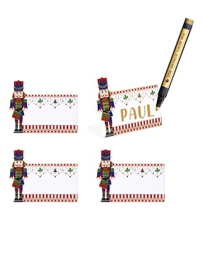 Set de portanombre navideño N Narrative forma cascanueces de porcelana