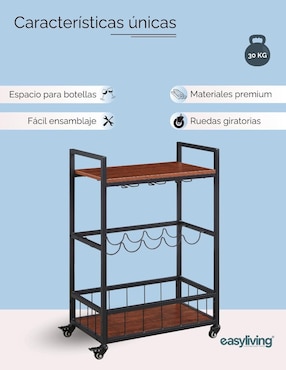 Carro de bar áreas múltiples Easy Living Spritz melamina