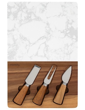 Set tabla para queso Cookify de madera y mármol