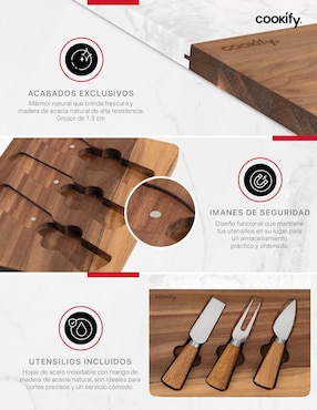 Set tabla para queso Cookify de madera y mármol