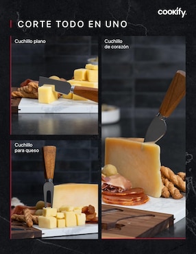 Set tabla para queso Cookify de madera y mármol