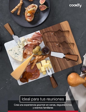 Set tabla para queso Cookify de madera y mármol