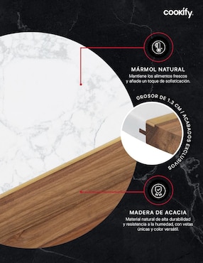Tabla para queso Cookify de madera y mármol
