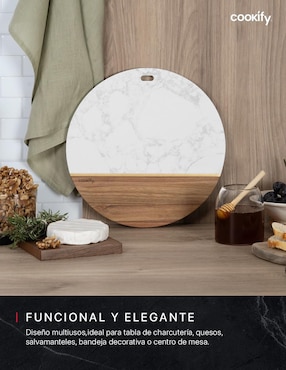 Tabla para queso Cookify de madera y mármol