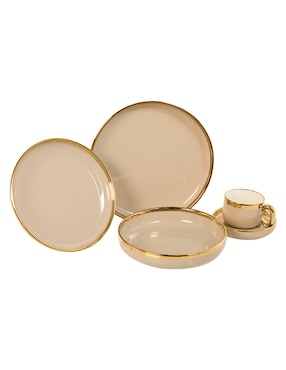 Vajilla N Narrative greigegold de porcelana para 4 personas