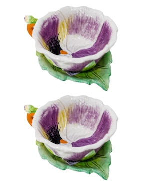 Set de tazas té Galerias El Triunfo diseño flor 4 piezas