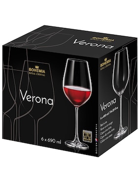 Set de copas para vino tinto Bohemia Verona de cristal 6 piezas
