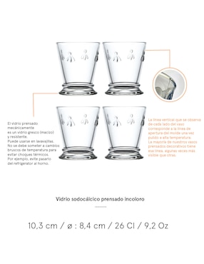 Set vasos La Rochere Abeille de vidrio con 4 piezas