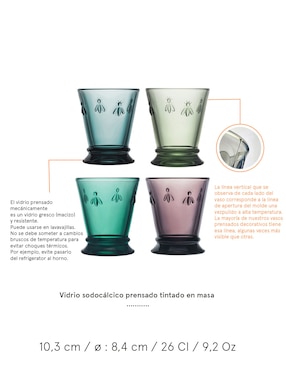 Set vasos La Rochere Abeille de vidrio con 4 piezas