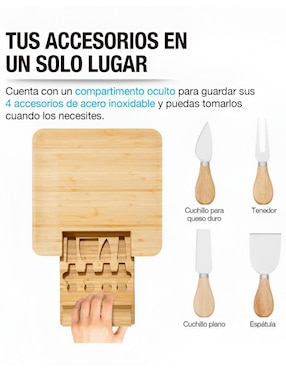 Set tabla para queso Xtellar Xtllar1029 de bambú