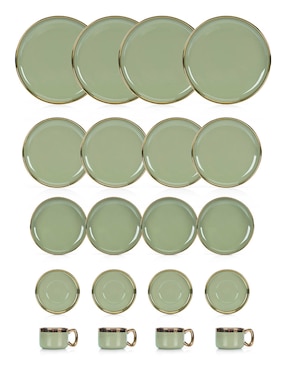 Vajilla cerrada N Narrative vertgold de porcelana para 4 personas