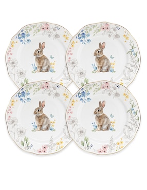Set de plato para postre N Narrative de porcelana 4 piezas
