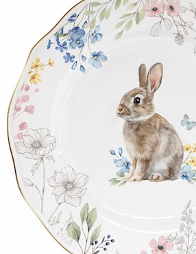Set de plato para postre N Narrative de porcelana 4 piezas