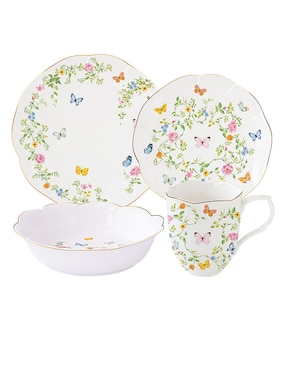 Vajilla cerrada N Narrative Dancing Butterfly de porcelana para 4 personas