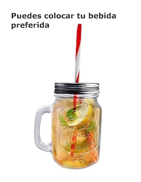 Set de vaso con tapa y popote Xtellar xtllar1912 de vidrio con 12 piezas