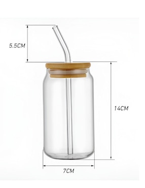 Set de vasos con tapa y popote Xtellar xtllar1921 de vidrio con 6 piezas