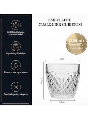 Set de vasos para whisky Xtellar xtllar1922 de vidrio con 6 piezas
