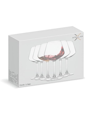 Set de copas para vino Xtellar xtllar3989 de cristal 6 piezas