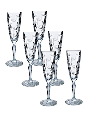Set de copas para champán RCR Laurus de cristal 6 piezas