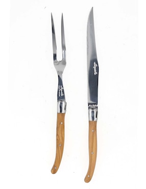 Set cubiertos para servicio Jean Dubost Olive Wood de acero inoxidable 2 piezas