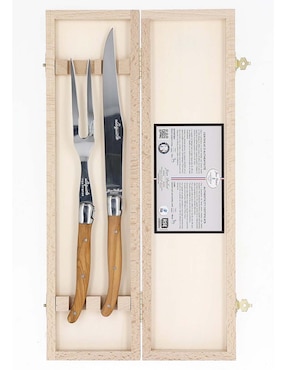 Set cubiertos para servicio Jean Dubost Olive Wood de acero inoxidable 2 piezas