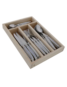 Imagen de producto Set de cubiertos Jean Dubost Mariniere Blue de acero inoxidable 25 piezas