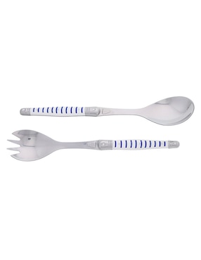 Set de cubiertos para ensalada Jean Dubost Mariniere Blue de acero inoxidable 2 piezas