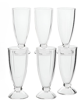 Set de copas para malteada Xtellar de vidrio 6 piezas