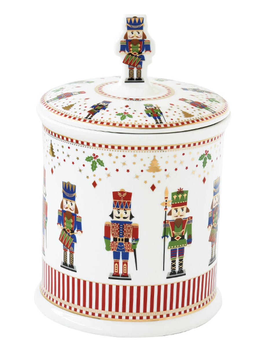 Contenedor navideño Classic Nutcracker de porcelana