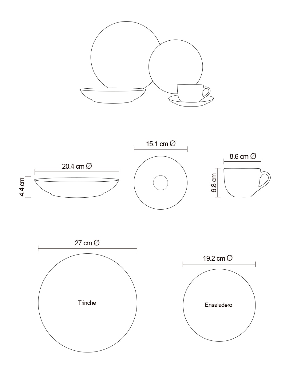 Vajilla cerrada Borja de porcelana para 4 personas 9
