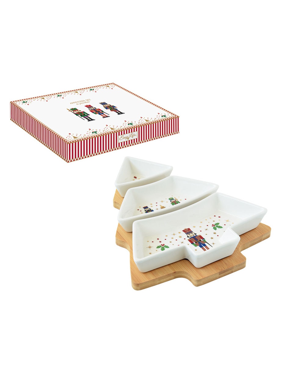 Set botanero navideño Árbol Nutcracker de porcelana