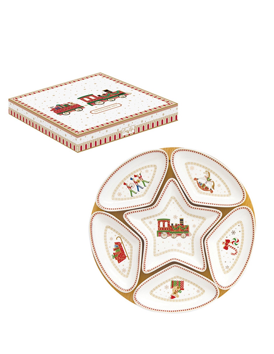 Botanero Polar Express de Porcelana con 6 divisiones